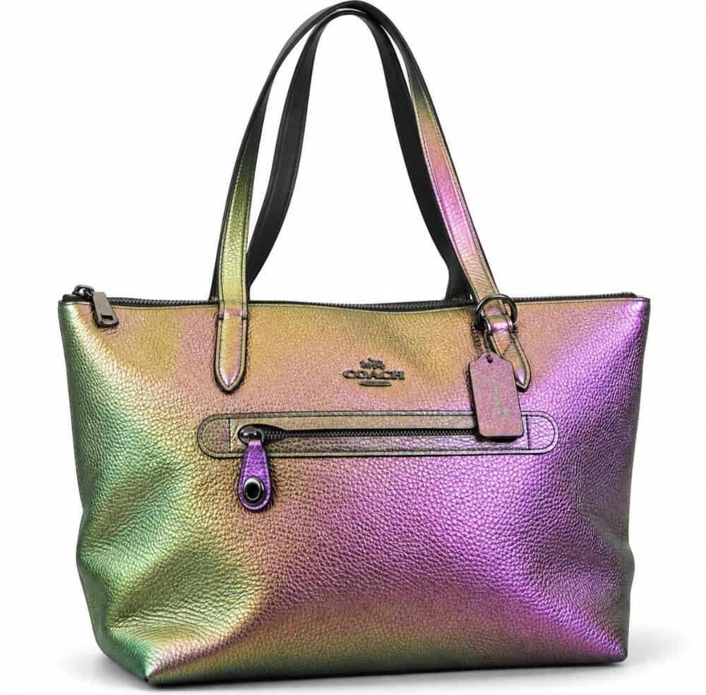 Coach Oil Slick Iridescent Mermaid Pebbled Leather Tote Bag Authentic Rare